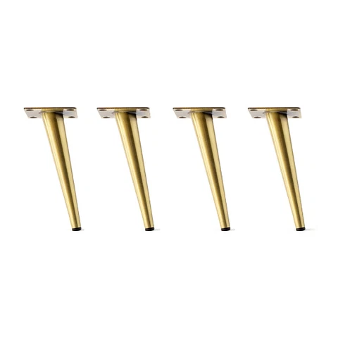 SET OF 4 - 16" Mid Century Vintage Modern Metal Gold Brass Tapered Cabinet Table Cover