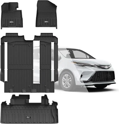 3W Floor Mats & Cargo Liner for Toyota Sienna 8 Seat 2021-2025 TPE Car Mats - Image 1 of 4