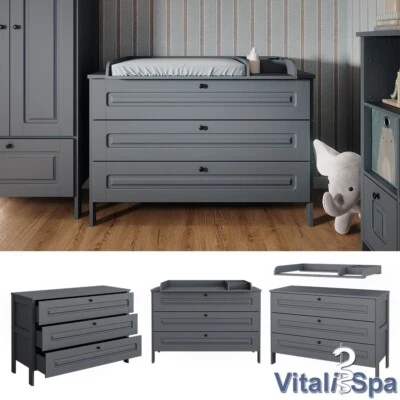 Wickelkommode Ajaton Grau 133 x 98,4 mit 3 Schubladen VitaliSpa - Bild 1 von 4