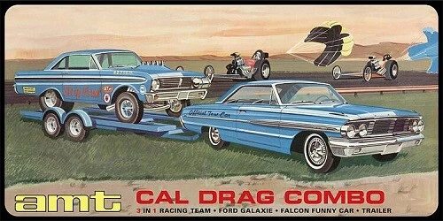 Amt / Mpc AMT1223 - 1/25 Cal Drag Combinata 1964 Galaxie Awb Falcon & Trailer - - Immagine 1 di 1