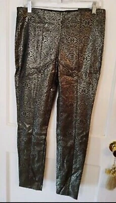 Alfani Woman’s Metallic Slim Pants Black And Gold Size 8 Holiday Festive Holiday - Image 1 of 3