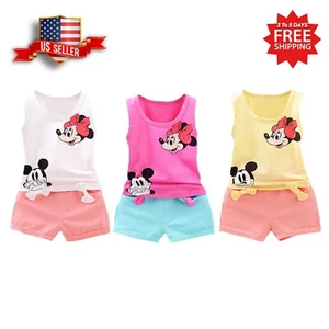 3 Pack Cartoon Print Vest Top and Shorts Set Perfect Summer Outfit for Baby Girl - Picture 1 of 12