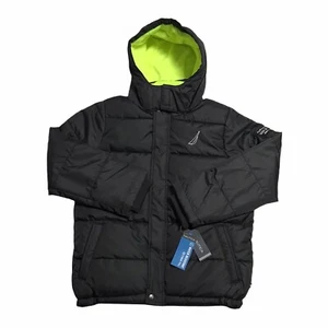 Nautica Youth Boy's Hooded Full Zip Jacket Size 10-12 (M) Black Water Resistant - Picture 1 of 11