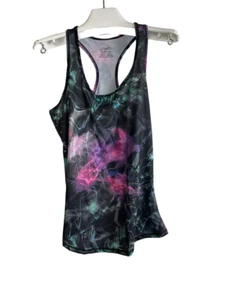 Asics Women's Emma Racerback Scoop Neck Tank Top-Black Abstract Print- X-Small - Picture 1 of 10
