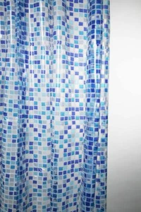 Blue Canyon Peva Mosaic Washable Shower Curtain 180 x 180cm - Picture 1 of 2
