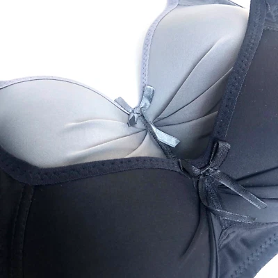 Angelina Wireless Full Coverage Bra 2 pack Gray & Black Pad T-Shirt Bra sz 34C - Image 1 of 4