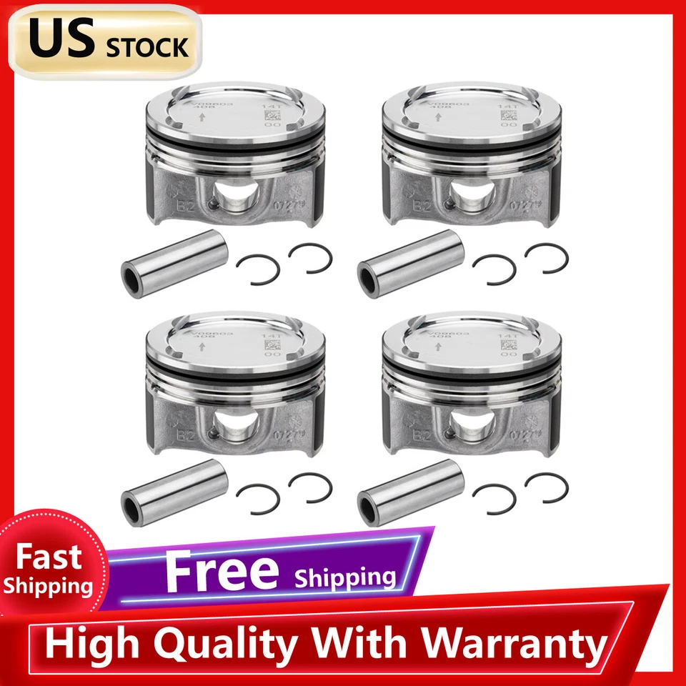 Pistón de motor de 4 piezas y pasador y anillo de presión para Chevrolet Sonic 2012-2020 1,4 L L4 Foto 1 de 4