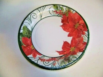 Poinsettia 裂纹涂层纸甜点盘 8 英寸   8/公斤 — 第 1/2 张图片