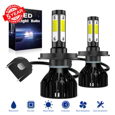 6000K Luces Fuertes Para Auto Coche Luz Carro Bulbs H4/9003 LED SUPER Blanco 2X - Image 1 of 4