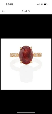 Anillo de diamantes y zafiro naranja de 5 quilates de oro de 18 quilates Foto 1 de 3