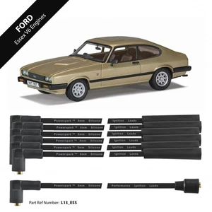 Ford Essex V6 HT Leads Black 8mm Performance Double Silicone Set by Powerspark - Picture 1 of 9