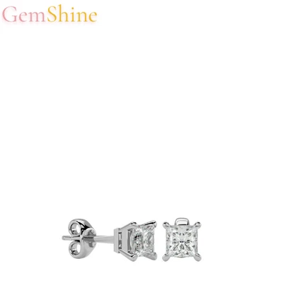 2-6 CT Lab Grown Diamond Stud Earrings 18K Gold - Princess Cut IGI Cert D VVS1 - Image 1 of 4