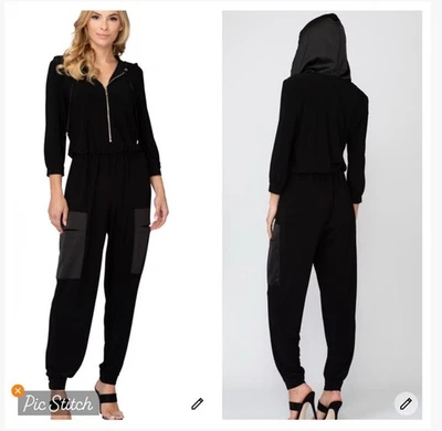 Joseph Ribkoff черный с капюшоном бегун комбинезон размер 8 - Изображение 1 из 4