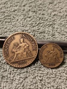 1921 French 2 Franc Bronze Coin + damaged 50c - Picture 1 of 17
