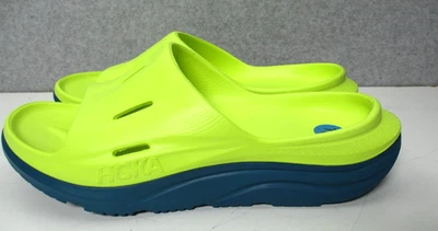 Sandalias Hoka One One Ora Recovery Slides Lagood Azul Voltio Amarillo Para Hombres Talla 10 Foto 1 de 4