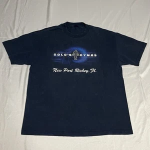 Vintage Gold's Gym Graphic T-Shirt Herren Large Blau Bodybuilding Y2K 90s - Bild 1 von 7