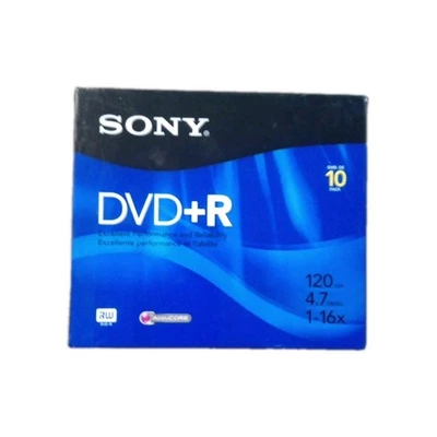 Sony DVD + R 10 Pack Discs With Cases 120 min 4.7 GB Blank New Sealed  - Image 1 of 3