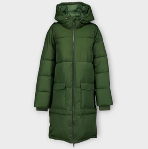OBJECT Women's Objzhanna Long Padded Coat Noos Size S 8/10 Green Puffer Jacket - Picture 1 of 9