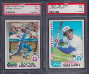 PSA 9 1982 O-pee-chee OPC by Topps Andre Dawson Expos #379 #341 2-CARD-LOT L@@K - Picture 1 of 1