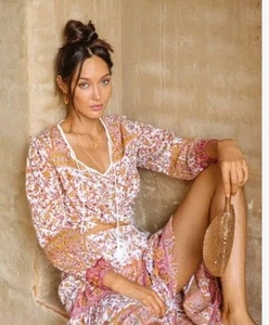 Arnhem Lucia Desert Rose Block Print Indian Organic Cotton Mini Dress 8 Fit 10 - Picture 1 of 21