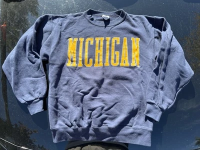 Moletom vintage Michigan Wolverines gola redonda suéter juvenil grande feminino pequeno - Imagem 1 de 4