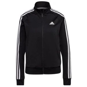 ADIDAS Womens Black Essential 3 Stripe Tricot Track Jacket, Small - Picture 1 of 16