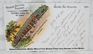 136i. ADVERTISING POSTCARD PETERS SHOE CO. ST. LOUIS 1904 WORLD'S FAIR GROUNDS - Picture 1 of 2