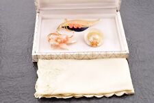3 Stück japanische Vintage-Blumenkorallenbrosche in 18 Karat Goldfarbe mit...