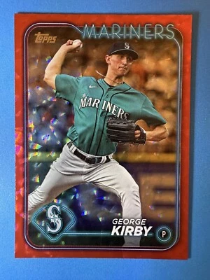 2024 Topps Series 1 - George Kirby #75 Red Crackle Foilboard 129/199 - Image 1 of 2