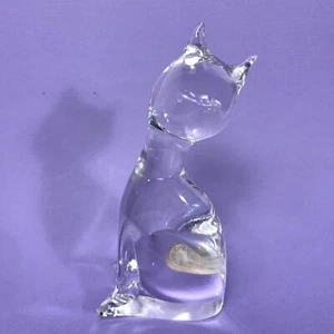Crystal Clear Glass Paperweight Cat Figurine Arte Murano ICET Venezuela - Picture 1 of 14
