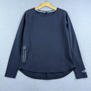The North Face Women’s Black Crewneck Fleece Pullover Zip Pocket Thumbholes - Picture 1 of 9