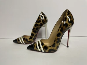 Zapatos de tacón Christian Louboutin charol crema leopardo 34 - Imagen 1 de 11