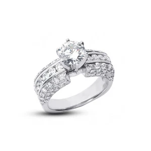 Anillo de platino con diamantes naturales brillantes redondos F/SI2 3,34 ctw F/SI2 - Imagen 1 de 9