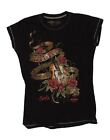 HARD ROCK CAFE Womens Berlin Graphic T-Shirt Top UK 10 Small Black Floral BG11