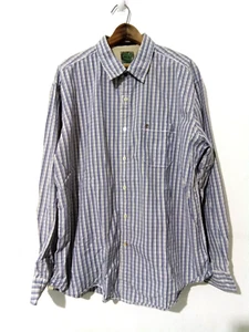 Timberland Button Front Shirt Long Sleeve Plaid Men's X-Large Brown & Blue - Picture 1 of 9