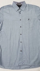 Ted Baker London Mens 4 Heather Blue Button Front Long Sleeve Shirt - Picture 1 of 12