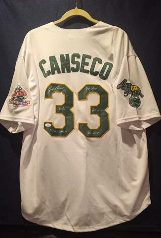 Jose Canseco #33 Oakland A's Autographed Jersey 5 Inscriptions Stitched XL 40/40 Cover