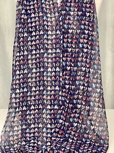 Liberty of London Scarf Mulberry Silk Georgette Marble Hearts Navy Red Turquoise - Picture 1 of 3