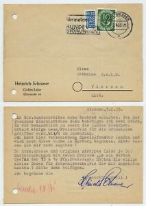 107352 - Postkarte Heinrich Schraner - Gießen 3.8.1953 nach Viersen