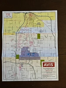 Vtg AVIS Promo Las Vegas Nevada Downtown/Strip & City & Vicinity Map Trifold Map - Picture 1 of 1