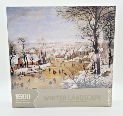 Springbok Puzzle Winter Landscape Peter Brughel 1500 Piece Ice Skaters - Image 1 of 4