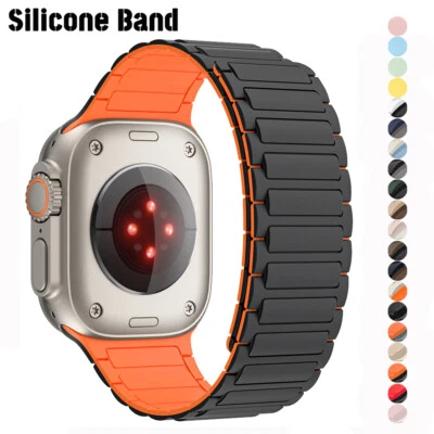 Magnetic Sports Band For Apple Watch Ultra 3 11 10 9 8 7 6 5 49MM Silicone Strap - Image 1 of 4