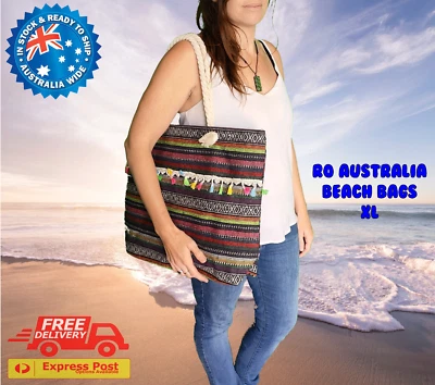 Extra Large Beach Bag Lightweight Durable Tote Bag - 6 Boho Hippie Patterns - image 1 of 4
