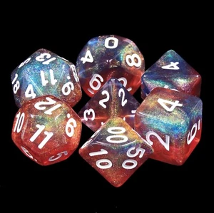 Juego de dados de aurora carmesí | juego de dados poliédricos de 7 | dados DnD - Imagen 1 de 4