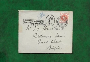 1899 Cover to Ashford with ADDED 1d and cachet 'CONTAINS WRITING' etc - Picture 1 of 1