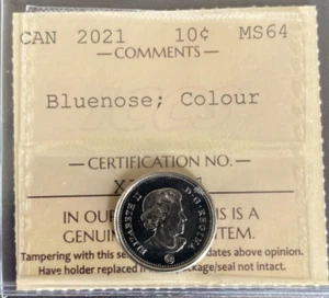 Canada - 10 Cents - 2021 - Bluenose ; Colour - ICCS Certified - MS-64 - Picture 1 of 3