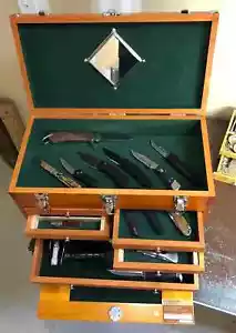 Vitrina de cuchillos nogal y verde 8 cajones pistola gabinete de madera EDC cofre caja - Imagen 1 de 24