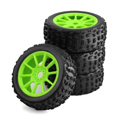 17mm Hex TIRES & Wheels for Traxxas Slash / Rustler VXL 4x4 Green #3 - Image 1 of 2