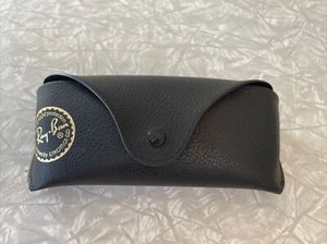 AUTHENTIC RAY-BAN SUNGLASSES GLASSES CASE HOLDER EYEWEAR LEATHER BLACK GOLD - Picture 1 of 5