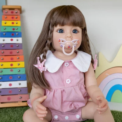 22inch Reborn Baby Puppe Full Body Vinyl Adorable Girl Toddler Doll Washable - Bild 1 von 4